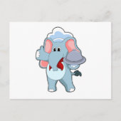 Carte Postale Elephant comme serveur avec Plattre (Devant)