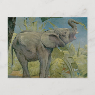 Carte Postale Eléphant d'Afrique vintage dans la jungle, EJ Detm