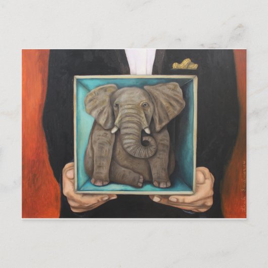 Carte Postale Eléphant Dans La Boîte (Devant)