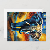 Carte Postale Eléphant dans la nuit étoilée (Devant / Derrière)