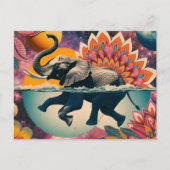 Carte Postale Éléphant dans la piscine (Devant)