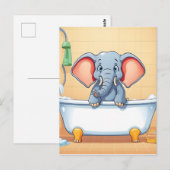 Carte Postale Eléphant dans le bain (Devant / Derrière)