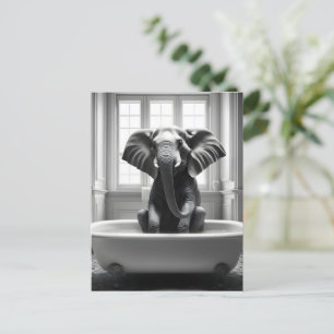 Carte Postale Eléphant dans le bain