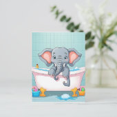 Carte Postale Eléphant dans le bain (Debout devant)