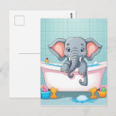 Carte Postale Eléphant dans le bain (Devant / Derrière)