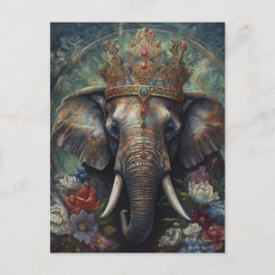 Carte Postale Éléphant dans une couronne