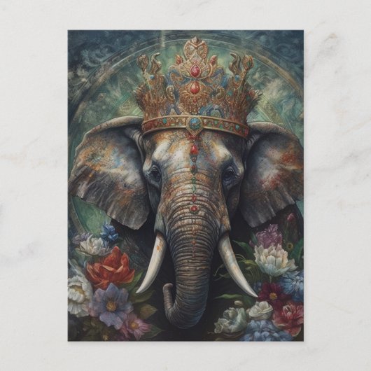 Carte Postale Eléphant dans une couronne (Devant)