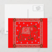 Carte Postale Eléphant d'art hindi (Devant / Derrière)