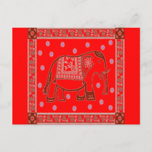Carte Postale Eléphant d'art hindi (Devant)