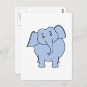 Carte Postale Éléphant de dessin animé bleu mignon. (Devant / Derrière)