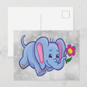 Carte Postale Éléphant de dessin animé mignon (Devant / Derrière)