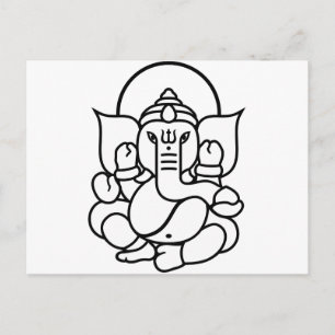 Carte Postale Eléphant de Ganesha n° 3 (noir blanc)