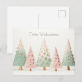 Carte Postale Éléphant de Noël rose et vert (Devant / Derrière)