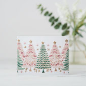 Carte Postale Éléphant de Noël rose et vert (Debout devant)