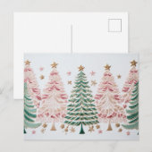 Carte Postale Éléphant de Noël rose et vert (Devant / Derrière)