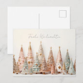 Carte Postale Éléphant de Noël rose et vert (Devant / Derrière)