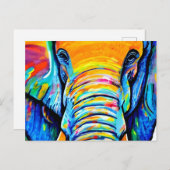 Carte Postale Eléphant de Portrait Art (Devant / Derrière)
