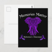 Carte Postale Éléphant de soutien à la sensibilisation à Alzheim (Devant / Derrière)