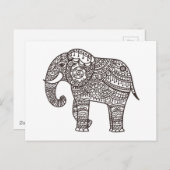 Carte Postale Eléphant de style décoratif (Devant / Derrière)