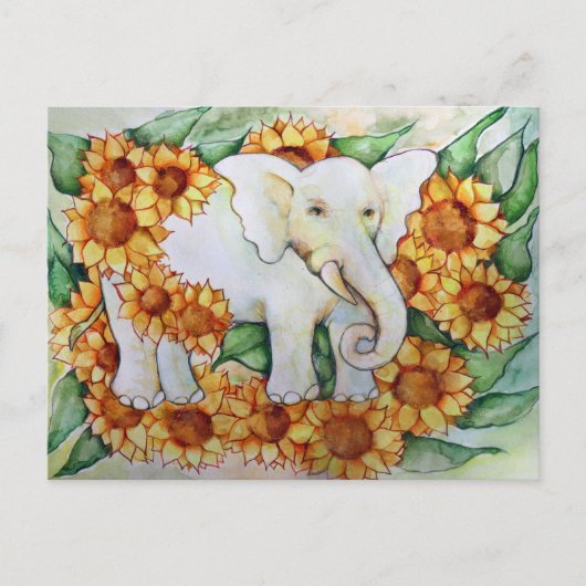 Carte Postale Éléphant de tournesol (Devant)