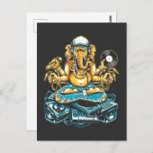 Carte Postale Elephant DJ Animal Musique Électronique Techno Fan (Devant / Derrière)