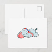 Carte Postale Éléphant dormant avec tête de lit (Devant / Derrière)