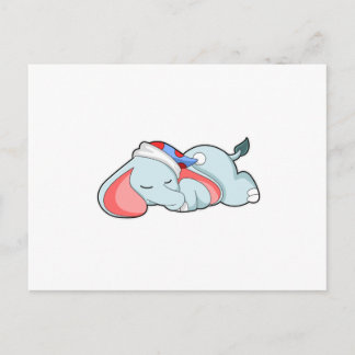 Carte Postale Éléphant dormant avec tête de lit