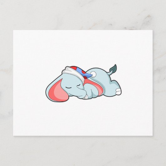 Carte Postale Éléphant dormant avec tête de sommeil (Devant)