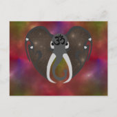 Carte Postale Éléphant Écoutant le Cosmos (Devant)