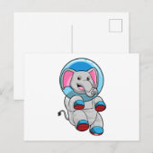Carte Postale Éléphant en astronaute dans une sphère de verre (Devant / Derrière)