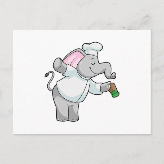 Carte Postale Elephant en chef avec shaker de sel (Devant)