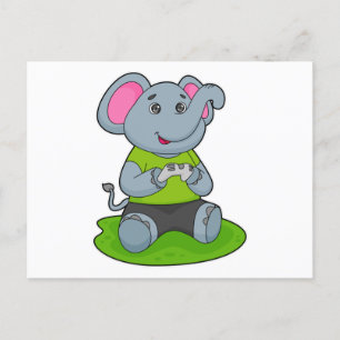 Carte Postale Eléphant en Gamer