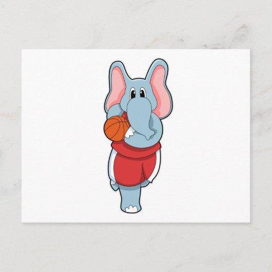 Carte Postale Éléphant en joueur de basketball avec ballon de ba (Devant)