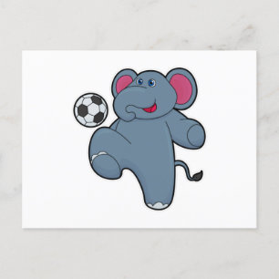Carte Postale Éléphant en joueur de football avec ballon de foot