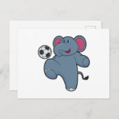 Carte Postale Éléphant en joueur de football avec ballon de foot (Devant / Derrière)