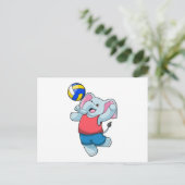 Carte Postale Éléphant en joueur de volley-ball avec ballon de v (Debout devant)