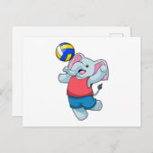 Carte Postale Éléphant en joueur de volley-ball avec ballon de v (Devant / Derrière)