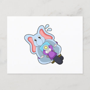 Carte Postale Éléphant en motard avec moto.PNG