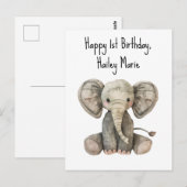 Carte Postale Éléphant en peluche personnalisé pour le premier a (Devant / Derrière)