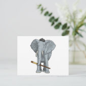 Carte Postale Éléphant en tant que peintre avec pinceau (Debout devant)
