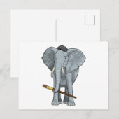 Carte Postale Éléphant en tant que peintre avec pinceau (Devant / Derrière)