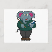 Carte Postale Elephant en tant qu'enseignant avec livre et point (Devant)