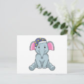 Carte Postale Éléphant endormi avec bonnet de nuit (Debout devant)