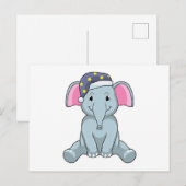 Carte Postale Éléphant endormi avec bonnet de nuit (Devant / Derrière)