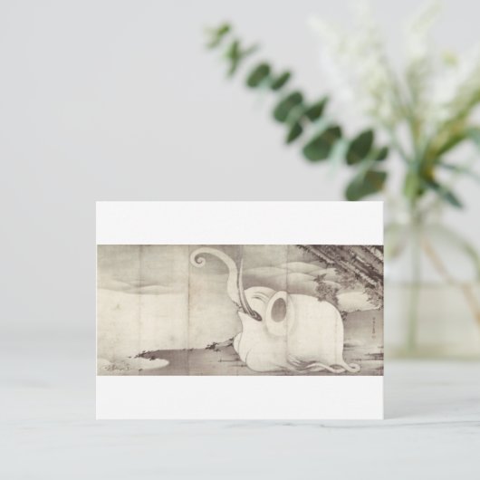 Carte Postale Elephant et baleine (diptyque) par Ito Jakuchu (Debout devant)