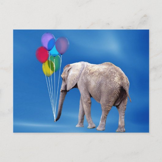 Carte Postale Eléphant et ballons (Devant)