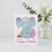 Carte Postale Éléphant et escargot (Debout devant)
