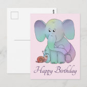 Carte Postale Éléphant et escargot (Devant / Derrière)