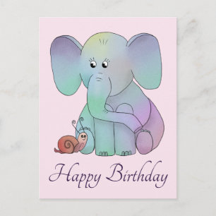 Carte Postale Éléphant et escargot