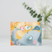 Carte Postale Éléphant et oiseau fantaisistes (Debout devant)